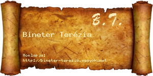 Bineter Terézia névjegykártya